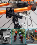 Universal Bike Trailer Hitch Coupler Attachment For Kids And Pets Gear connected to bicycle frame and trailers