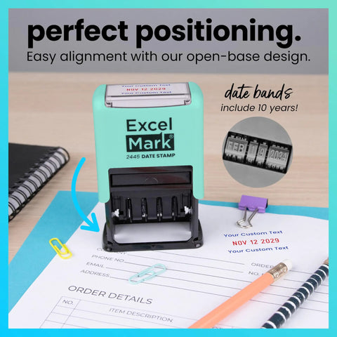 Kick Up Your Mail Sorting Game With This Heavy Duty Self Inking Date Stamp That Delivers Crisp Blue And Red Dates Onto Documents.