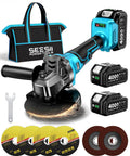 Cordless 21V Angle Grinder With Brushless Motor Delivers Up To 9500 RPM Lightweight 4-1/2 Inch Tool Includes 2x 4.0Ah Batteries