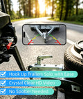 Dead Simple Wireless Backup Camera For Truck RV Trailer With AI Blind Spot Monitoring No Wiring Required Rock Solid 985 FT WiFi Range showing trailer hook-up view on a mobile screen.