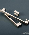 Rectangular Cabinet Knobs In Brushed Satin Nickel, 10 Pack, Solid Aluminum Hardware For Cabinets, Closets And Drawers, Easy Swap For Kitchens, Vanities, Dressers And Wardrobes, Sleek Modern Look, Durable AL6061SN on two knob sizes