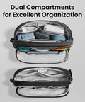 Water Resistant Dual Compartment Tech Pouch For Cables And Gadgets Grab And Go Cable Organizer Bag For Chargers Cords Phones