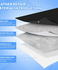 Layered view of Premium Self Adhesive Leather Repair Patch For Couch And Sofa Easy Peel Vinyl Furniture Wrap materials.