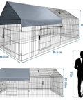 All Weather Heavy Duty Outdoor Chicken Coop With Waterproof Cover 86 Inch Long 40 Inch Wide 40 Inch High Metal Poultry Run dimensions