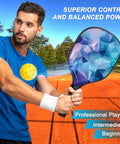 Person playing with Lightweight Pickleball Paddles Set Of 4 With 4 Balls 4 Cooling Towels And Bag Premium Wood Core Rackets