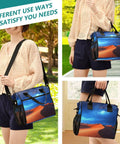 Woman carrying Desert Sky Large Cooler Bag Portable Leakproof Insulated Lunch Tote For Gals with desert sky design outdoors