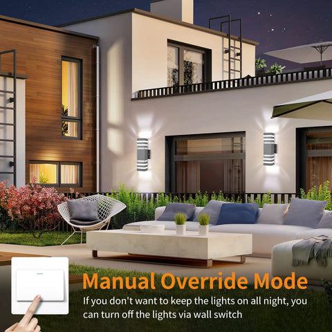 Dope Modern Outdoor Wall Light Dusk To Dawn Waterproof Porch Fixtures With Up Down Dual Head E27 Exterior Lighting For Front Door Balcony And Garage Silver 2 Pack