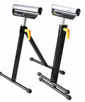 Roller Support Stand Twin Pack With 132 Lb Capacity Each, Heavy Duty Steel Roll Stand With Adjustable Height For Workshop Use
