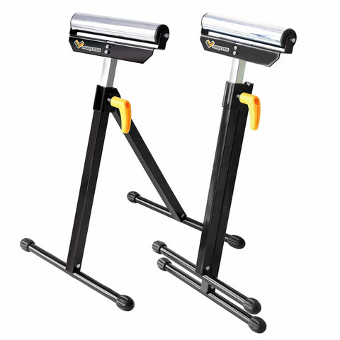 Roller Support Stand Twin Pack With 132 Lb Capacity Each, Heavy Duty Steel Roll Stand With Adjustable Height For Workshop Use