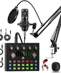 BM-800 Podcast Gear Bundle With Voice Changer Microphone Stand And V8s Audio Interface For Real Time Voice Effects Pop Filter Adjustable Stand Pro Studio Kit