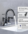 Oil Rubbed Bronze Centerset Bathroom Faucet With Two Handles For Three Hole Sinks 4 Inch Swivel Spout Overflow Pop Up Drain