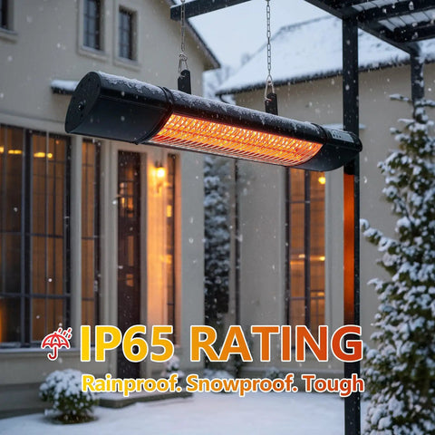 Outdoor Electric Infrared Patio Heater With Remote Control Wall Or Ceiling Mount 1500W Cozy Indoor Outdoor Use Sun Like Warmth Black