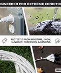 100 Foot White Outdoor Extension Cord With 3 Outlets, Beefy Heavy Duty All Weather 16/3 SJTW Power Cable in various uses