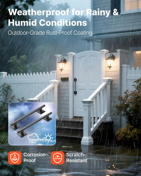 Rustic Barn Door Handle 12.6 Inch Built Tough for All Weather Gates, shown in rainy outdoor setting
