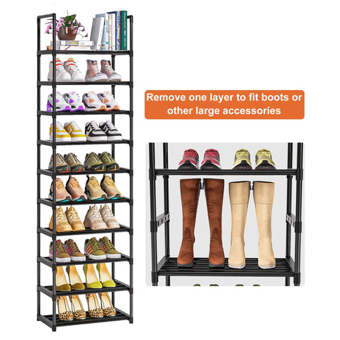 Heavy Duty Metal Shoe Rack Modular Storage Organizer For Closet And Entryway Easy Split Setup Top Tier System To Keep Your Kicks Tidy And Stress Free Forever
