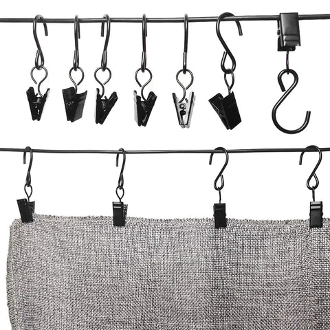 Stainless Steel S Hooks Curtain Clips 50 Pack For String Lights Photo Displays And Gutter Hangers Heavy Duty Indoor Outdoor Clip Hangers
