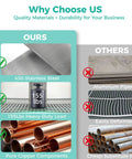 Heavy Duty Commercial Reach In Freezer 49 Cu Ft Built Solid display comparing quality materials like stainless steel and copper.