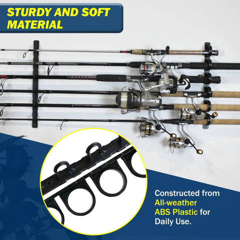 Ceiling Mount Fishing Rod Holder For Six Rods Ultimate Garage Storage And Easy Access Organization showing six rods horizontally