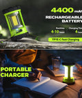 4400mAh 3000LM Rechargeable Camping Lantern With 5 Light Modes Waterproof COB Dual Panels Create 360 Degree Beam