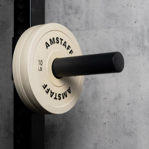 Fractional Weight Plates Set for Incremental Gains on Standard 2 Inch Olympic Bars, 10 Lb Pair, smooth fit shown on rack