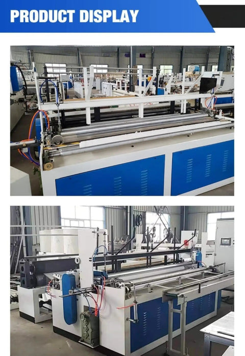 Rock Solid Mini Toilet Paper Making Machine With No Sweat Automatic Rewind Emboss Cutting Setup For Heavy Duty Small Batch Tissue Production Runs Now showing detailed view of the production unit.
