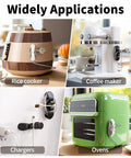 Six Pack Upgraded Kitchen Cord Organizer on rice cooker, coffee maker, charger, and oven