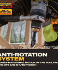 Close-up of Built Tough Brushless Cordless Hammer Drill 20V Max 1/2 Inch showcasing anti-rotation feature during use.