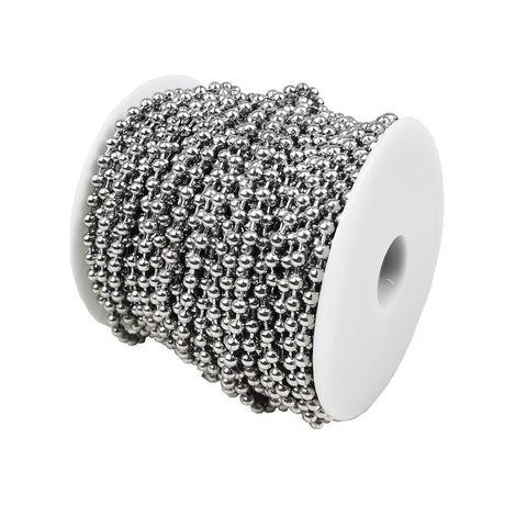 Stainless Steel Ball Chain Spool With 100 Feet of Beads Measuring Three Sixteenth Inch and 100 Clasps for DIY Projects