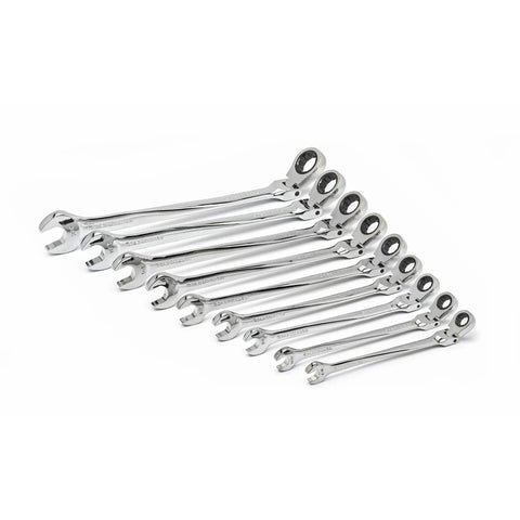 9 Pc 12 Point XL X Beam Flex Head Ratcheting Wrench Set SAE Includes 5/16 11/32 3/8 7/16 1/2 9/16 5/8 11/16 3/4 Inch With 72 Tooth Ratcheting