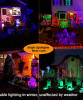 Halloween RGB Spotlight Kit With Transformer Low Voltage Outdoor Uplights 16 Color Changing Waterproof Pathway Lights For House Yard Path Garden Indoor Outdoor Decor 4 Pack illuminating houses with multicolor effects