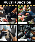 ARKEVA black nitrile industrial disposable gloves, 9 mil, Large; for food handling, agricultural janitorial, automotive.