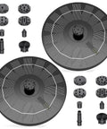 Two And A Half Watt Solar Fountain Pump With Six Nozzles Six To Seven Inch Solar Powered Water Fountain components shown