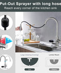 DEOLER Kitchen Faucets with Glass Rinser Single Handle High Arc Kitchen Sink Faucet with Pull Out Sprayer, 1 or 3 Hole, 360° Swivel, Brushed Nickel with long hose in kitchen sink.