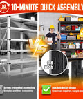 Beefy 5 Tier Heavy Duty Metal Garage Shelving Unit Adjustable Steel Shelves 71 Inch High 32 Inch Wide 14 Inch Deep Ultra Sturdy Storage Rack For Garage Warehouse Basement Pantry And Industrial Organizers Up To 2051 Lbs Capacity, 10-minute assembly