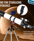 High Powered 90mm 800mm Refractor Telescope For Adults With Fully Coated Optics, Large Aperture For Bright, Clear Moon And Planet Views, Easy Setup For Stargazing, Rich Color, Strong Contrast with phoneholder