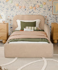 Upholstered Twin Or Full Bed Guard Rail In Chai Shearling, Water Repellent And Stain Resistant, GREENGUARD Gold Certified