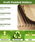 Rigid Kraft Mailers 6x9 Inches Pack 50 Eco Friendly Recyclable Mailers With Corrugated Inside Padded Self Seal Envelopes layers