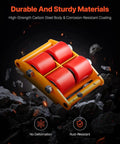 Beefy 4 Pack Heavy Duty Machinery Skates Dollies For Moving Up To 17,637 Lbs With 4 PU Wheels, 360 Degree Rotation