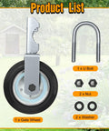 Gate Wheel For Metal Swing Gates With 1 5/8 To 2 Inch Frames Heavy Duty Gate Support Wheel With U Bolt, Nuts, and Washers