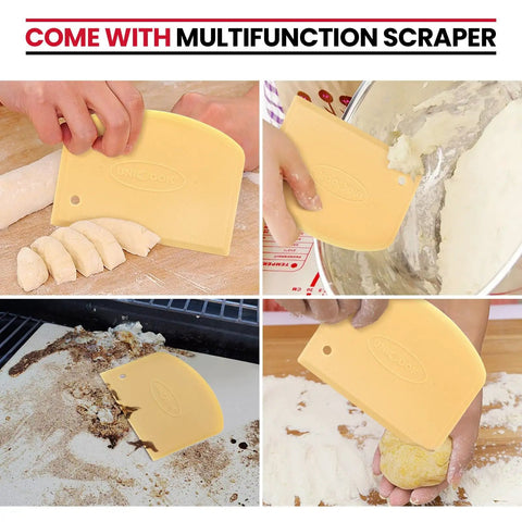 Durable Cordierite Pizza Stone For Oven And Grill 12 Inch Square Bake Stone With multifunction scraper in use
