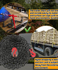 Diagram showing One Quarter Inch Log Chain, with images of tied down trailer using G70 hooks and coiled heavy duty chain