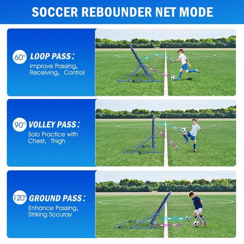 Backyard Rebounder Net For Soccer And Baseball Training 4x4 Foot With Adjustable Angles For Control And Passing Solo Drills