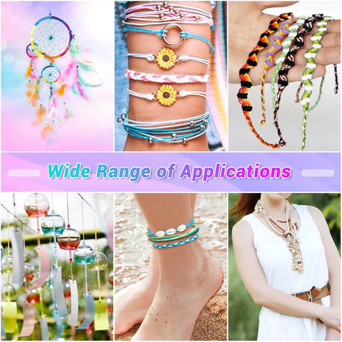 Various uses of Twenty Rolls Wax String For Bracelet Making, Waxed Thread Cord For DIY Bracelets, Macrame, Dreamcatchers, and Anklets