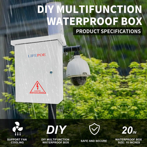 Kickass Weatherproof Outdoor Electrical Box Heavy Duty Cold Rolled Steel Enclosure in rain, size: 15 inches, multifunction use.