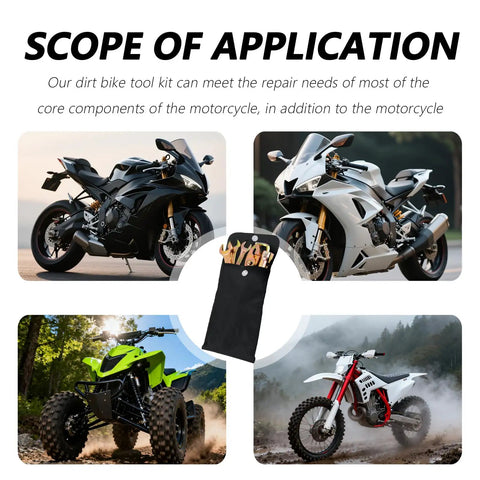 Compact Motorcycle Tool Kit With Pliers, Double Ended Spark Plug Socket, Screwdriver, Wrenches, And Storage Bag For Dirt Bikes