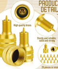 20 Pcs Large Bore Tire Valve Adapters Brass 22mm External Stem Reducers Connectors In Gold Heavy Duty Performance