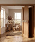 Heavy Duty 4 Inch Ball Bearing Door Hinges With Silky Smooth Operation And Rock Solid 304 Stainless Steel Build Featuring A Matte Wood Grain Finish For Zero Fuss Installation And Top Shelf Durability On Interior Doors visible in an open wooden doorway.