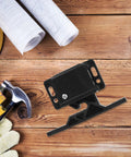 RV Cabinet Door Latches With Screws, Pull-To-Open Camper Cabinet Latch on wooden surface with tools and gloves
