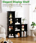 Nine Cube Storage Shelf For Easy Organization, DIY Stackable Bookcase, Plastic Closet Organizer And Modular Shelving Unit For Home Office Or Kids Room, Black Finish 36.6 In L By 12.4 In W By 48.4 In H