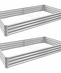 Two Pack 8x4x1ft Raised Garden Bed Kit Galvanized Metal Planter Boxes For Outdoors Ideal For Vegetables Flowers And Herbs